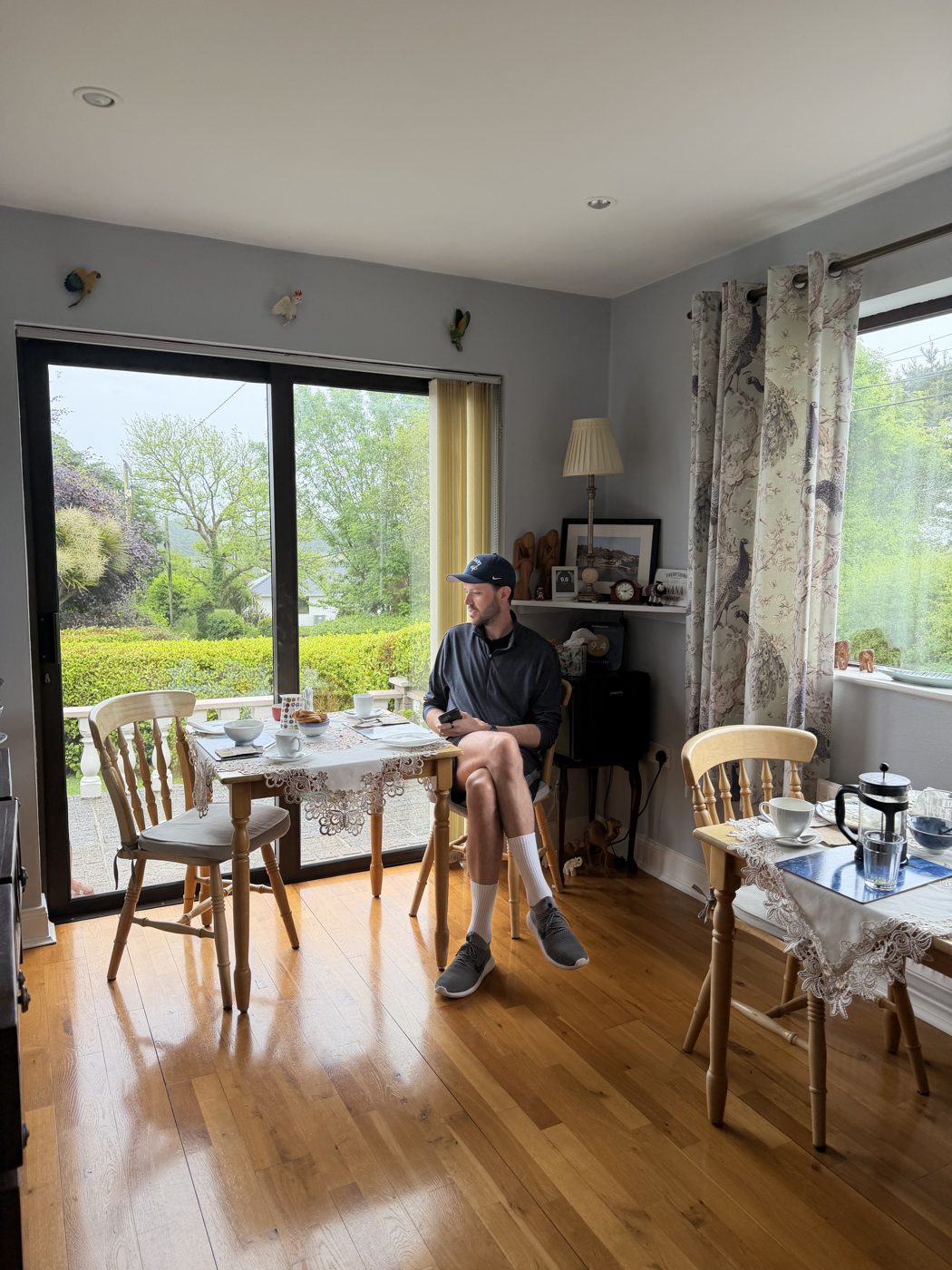 Morning coffee at the garden-window breakfast table