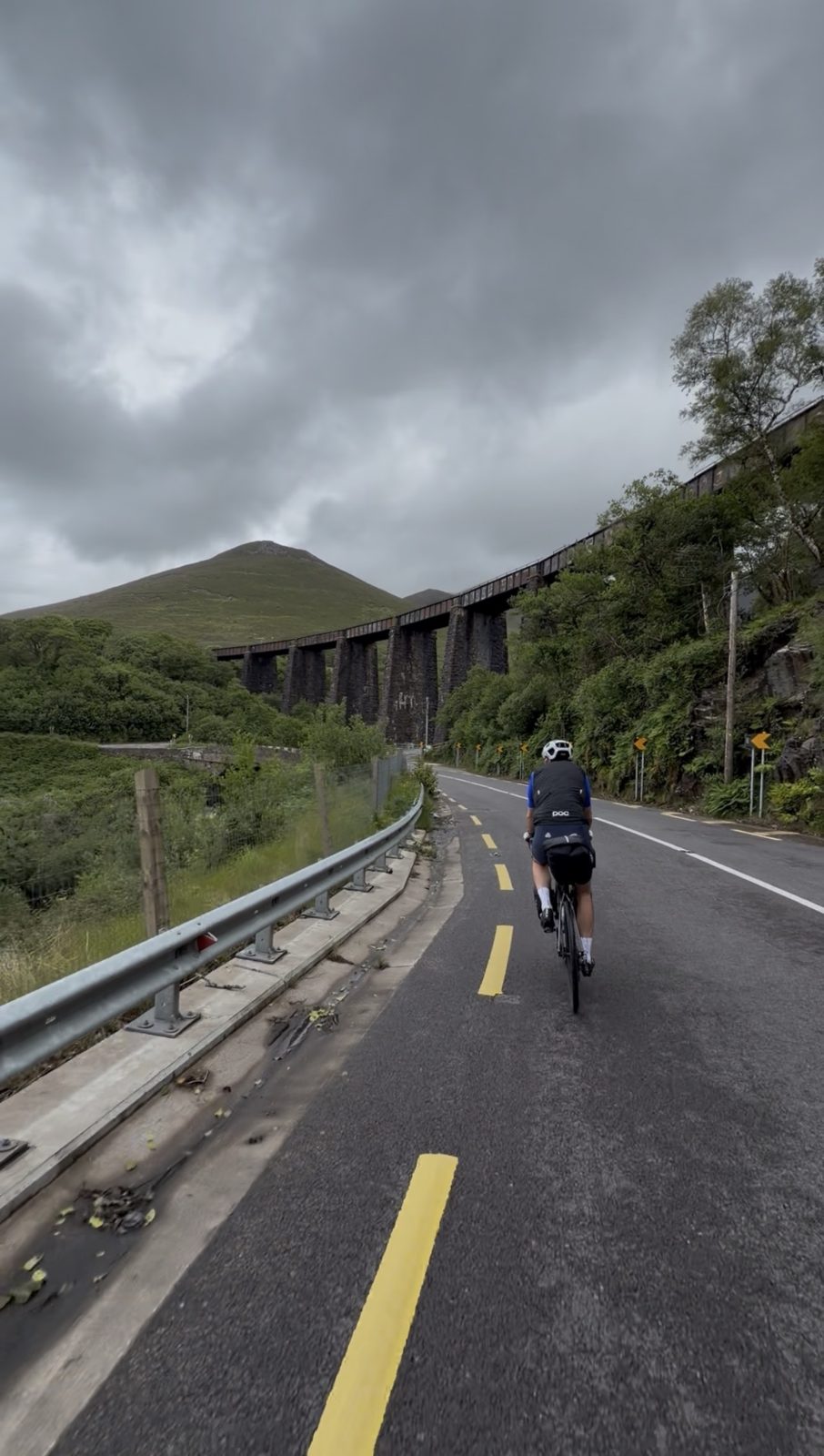 Rider under the arches of the Gleensk viaduct on the South Kerry Greenway on day seven