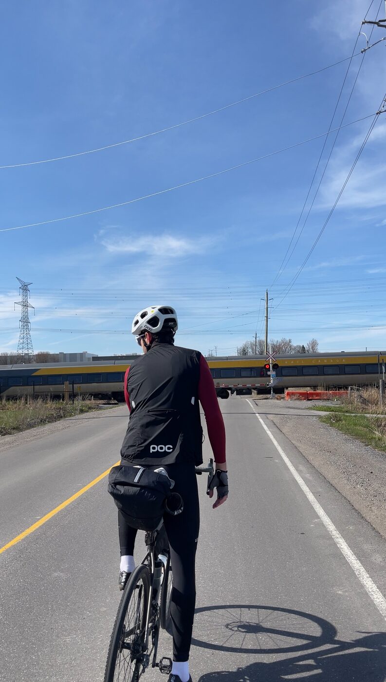 Stopped at a rail crossing east of Toronto on day one
