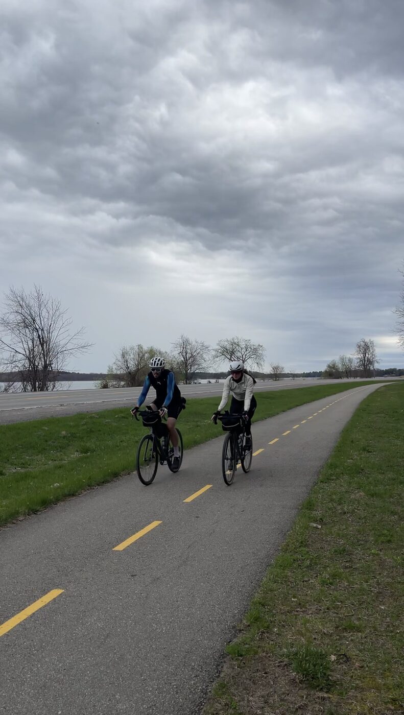 Both riders on the Thousand Islands Parkway trail on day three